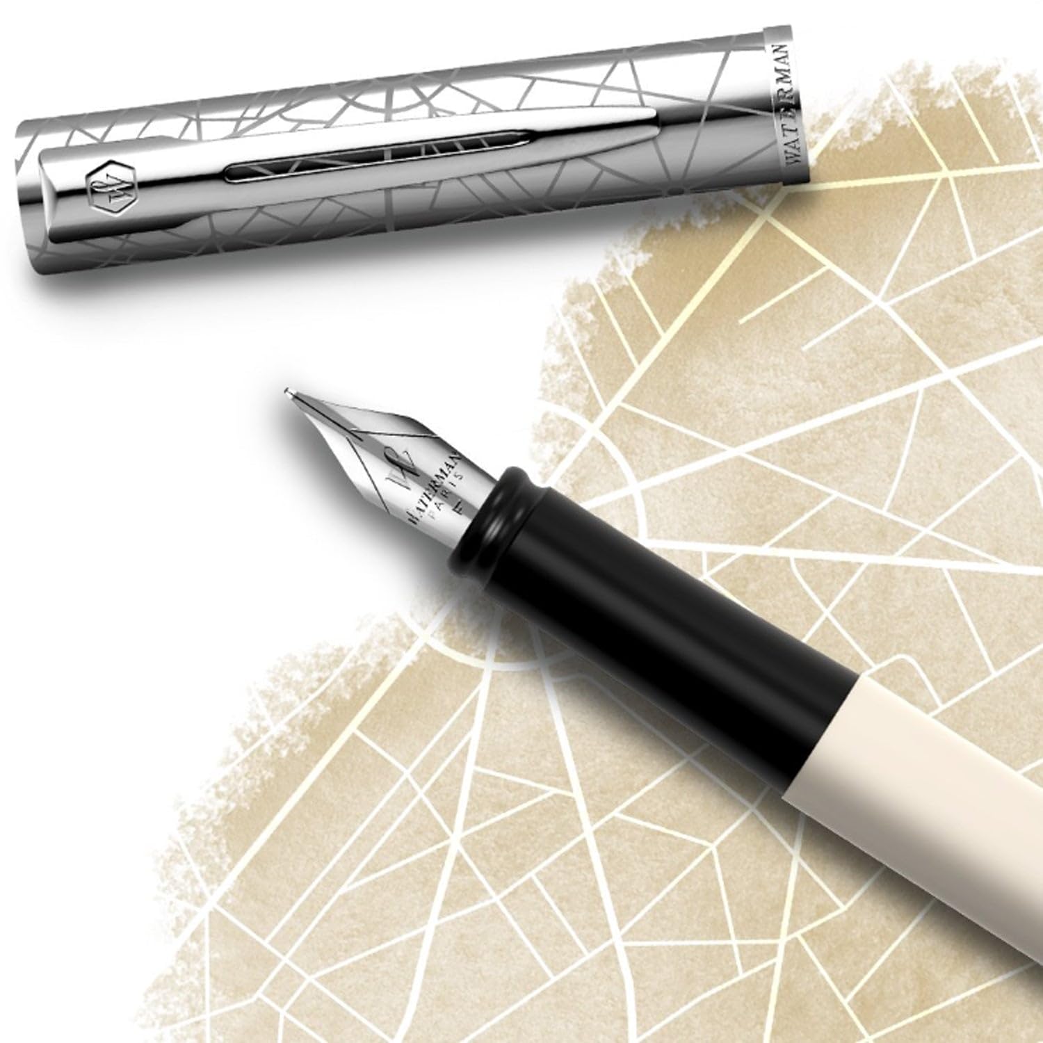 Waterman ALLURE DELUXE WHITE CT FOUNTAIN PEN – FINE NIB