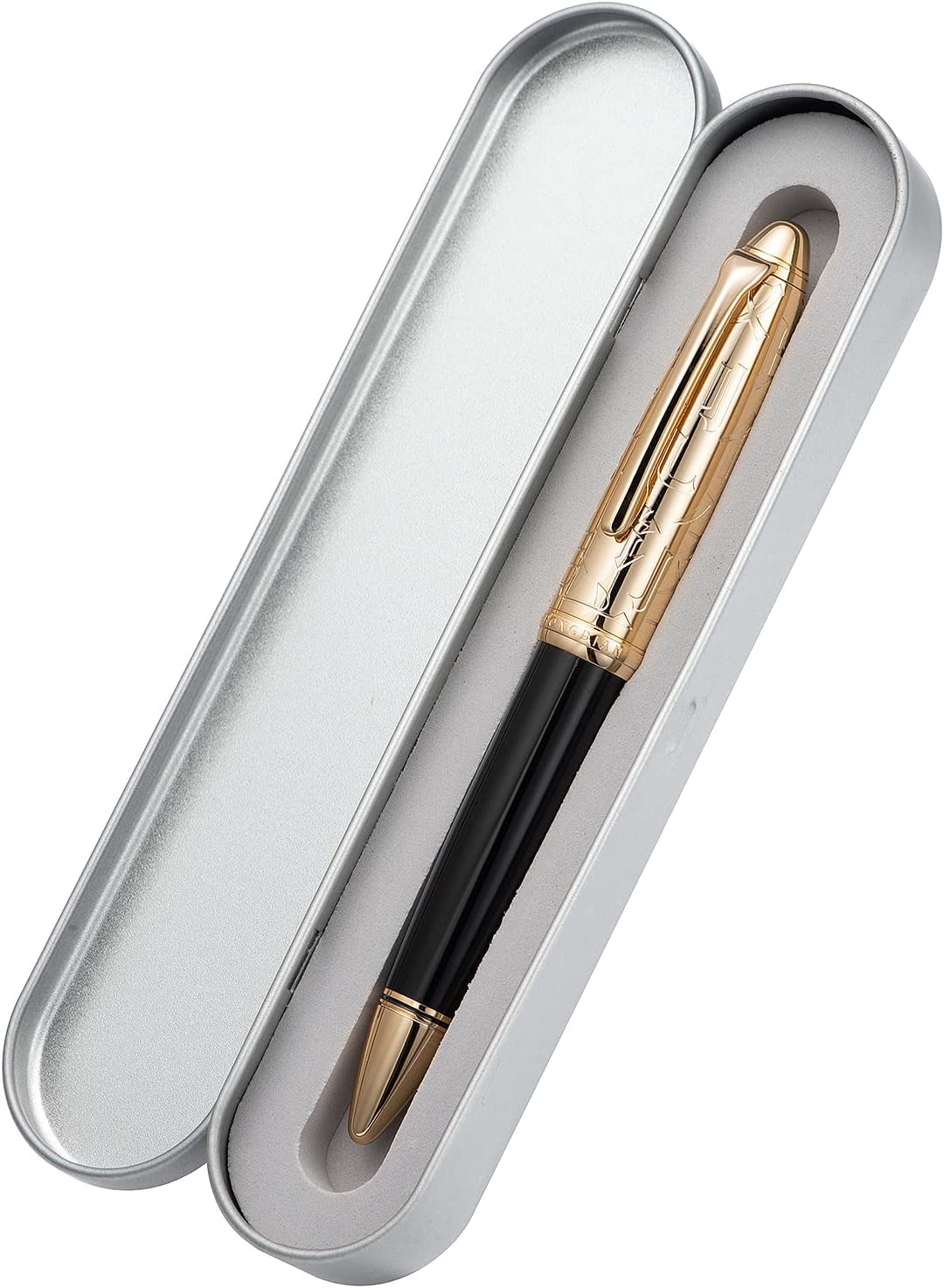 HONGDIAN N6 Metal Resin Piston Fountain Pen Fine Nib Classic Pen with Metal Box Office Writing Pen