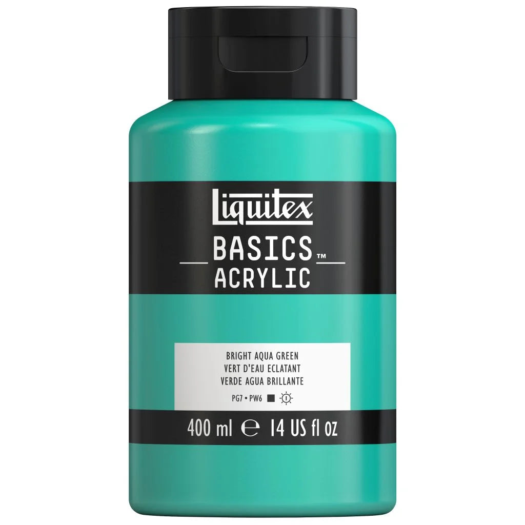 LIQUITEX BASICS ACRYLIC COLOUR - JAR OF 400 ML - BRIGHT AQUA GREEN (660)