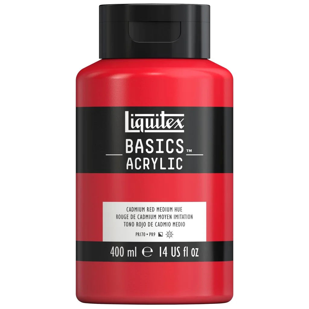 LIQUITEX BASICS ACRYLIC COLOUR - JAR OF 400 ML - CADMIUM RED MEDIUM HUE (151)