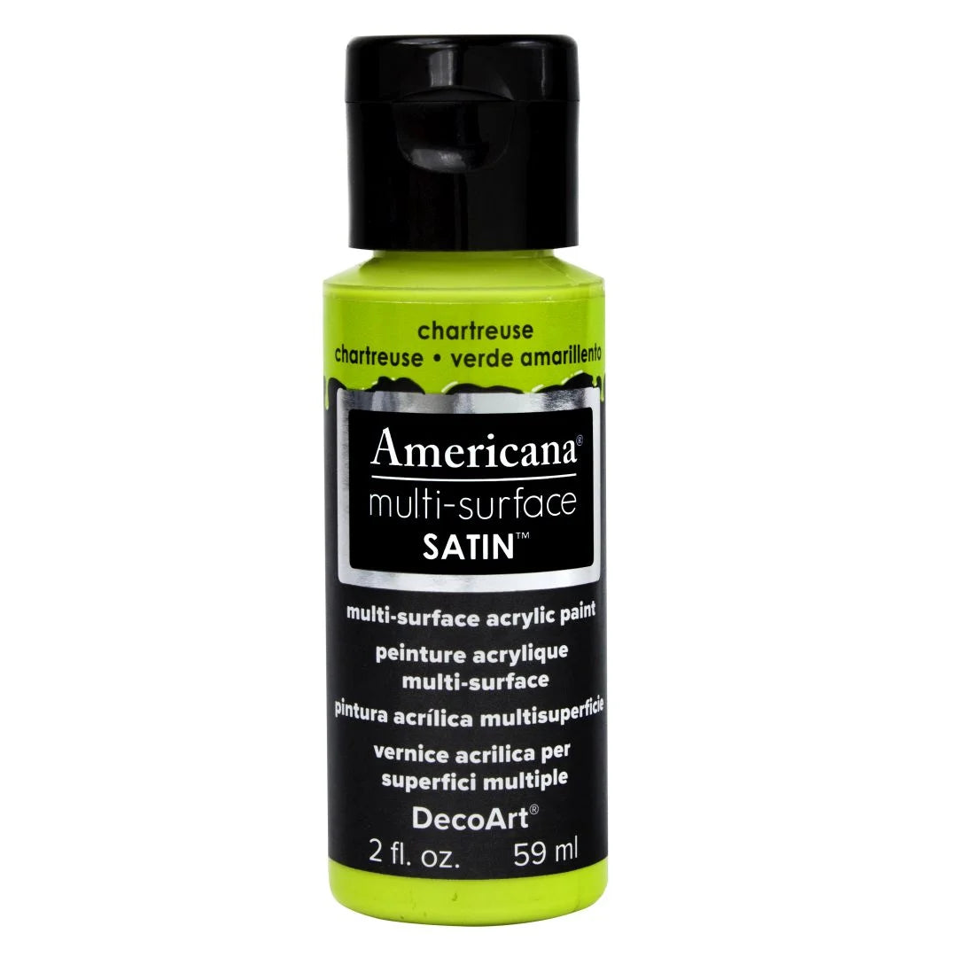 DECOART AMERICANA MULTI SURFACE SATIN ACRYLIC PAINT - 59 ML (2 OZ) - CHARTREUSE (517)