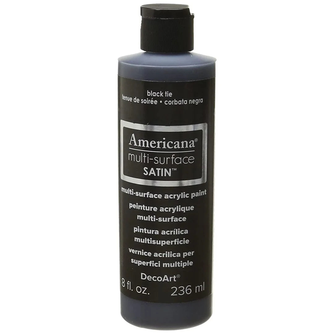 DECOART AMERICANA MULTI SURFACE SATIN ACRYLIC PAINT - 236 ML (8 OZ) - BLACK TIE (539)