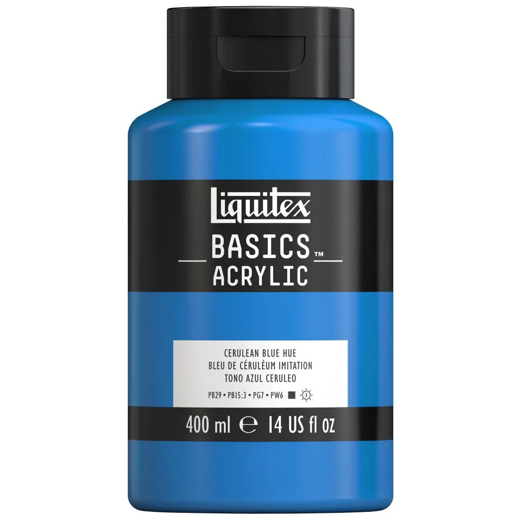 LIQUITEX BASICS ACRYLIC COLOUR - JAR OF 400 ML - CERULEAN BLUE HUE (470)