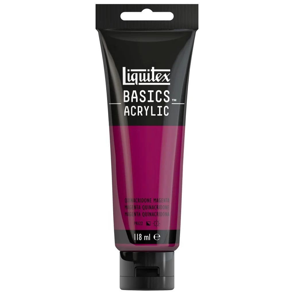 LIQUITEX BASICS ACRYLIC COLOUR - TUBE OF 118 ML - QUINACRIDONE MAGENTA (114)