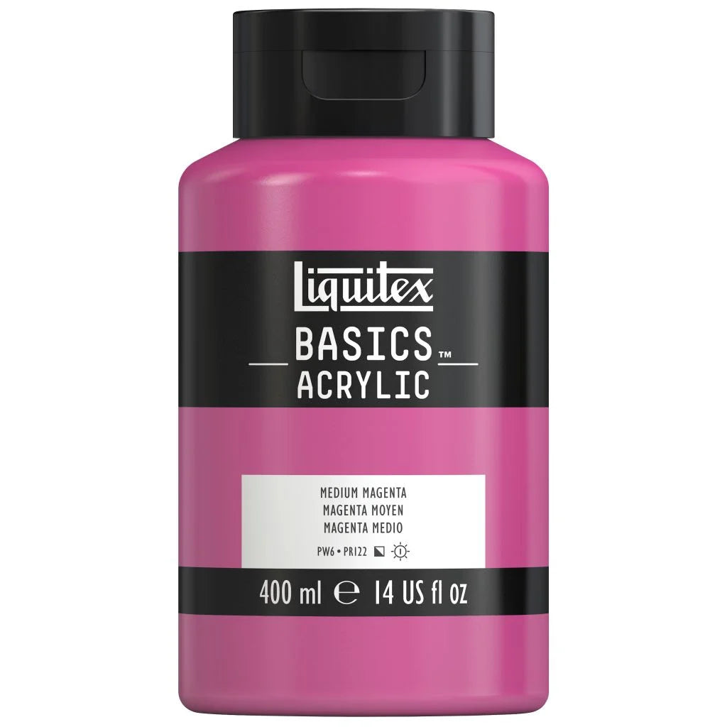 LIQUITEX BASICS ACRYLIC COLOUR - JAR OF 400 ML - MEDIUM MAGENTA (500)