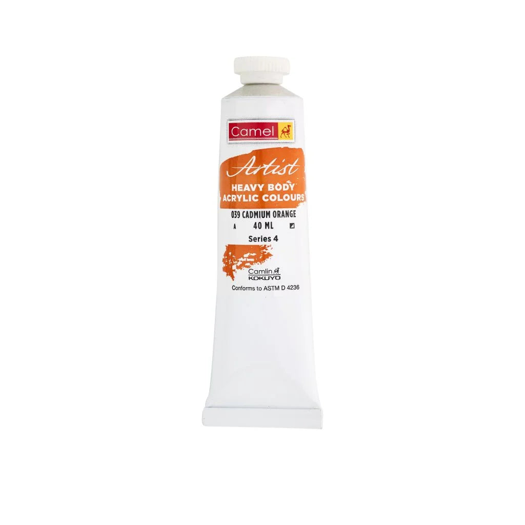 CAMEL HEAVY BODY ACRYLIC PAINT - CADMIUM ORANGE (039) - TUBE OF 40 ML