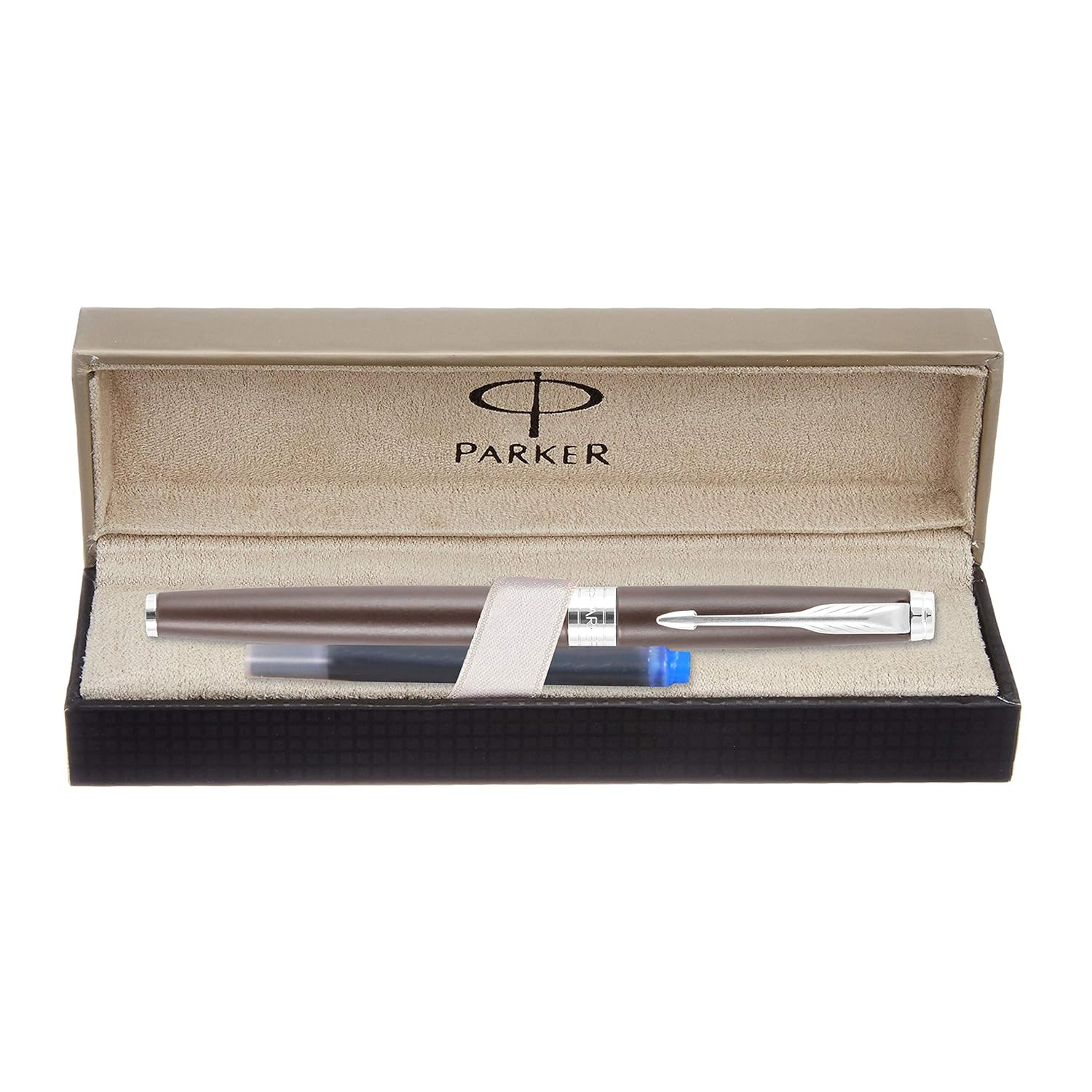 Parker Aster Matte Brown Chrome Trim Fountain Pen Medium Nib