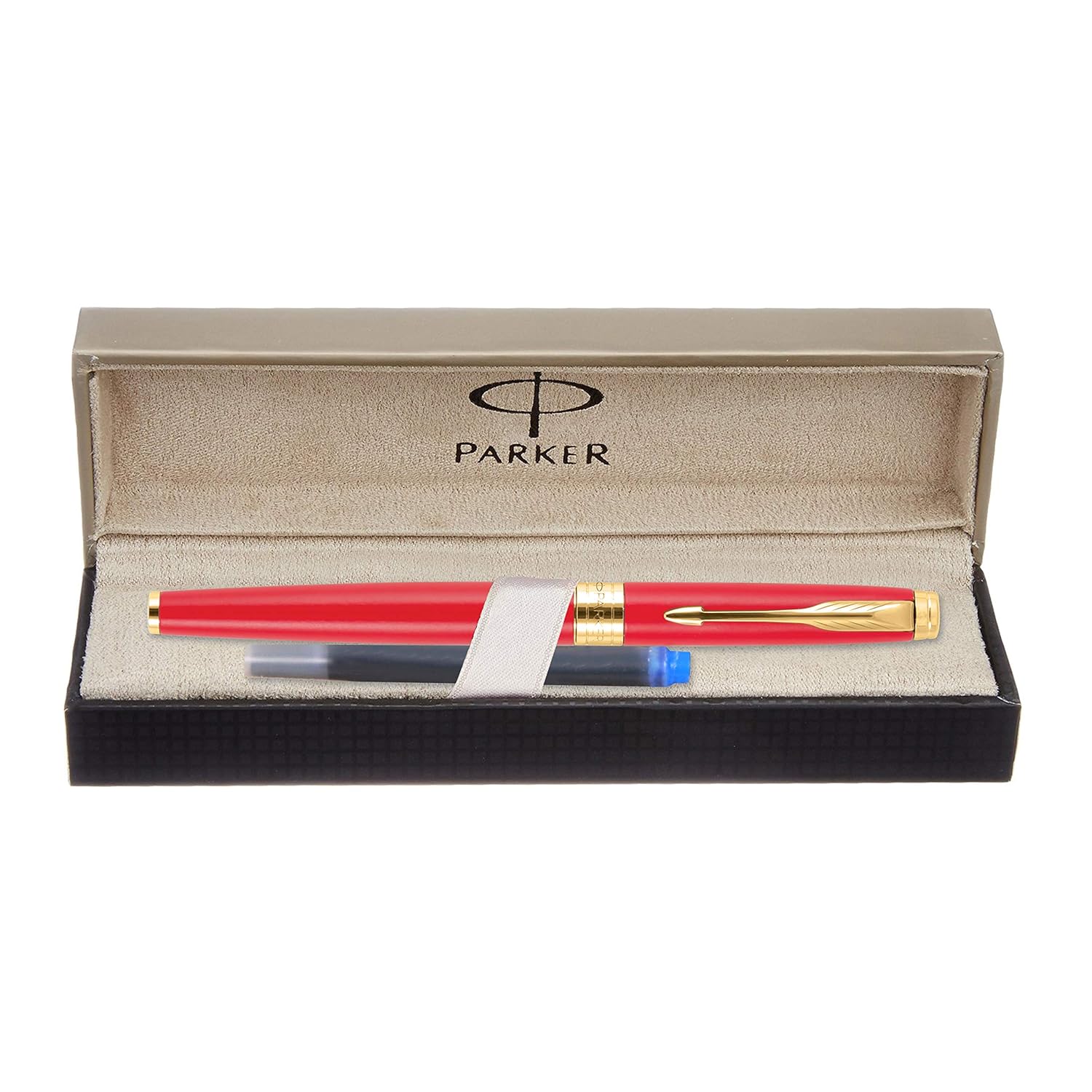 Parker Aster Matte Red Gold Trim Fountain Pen Medium Nib