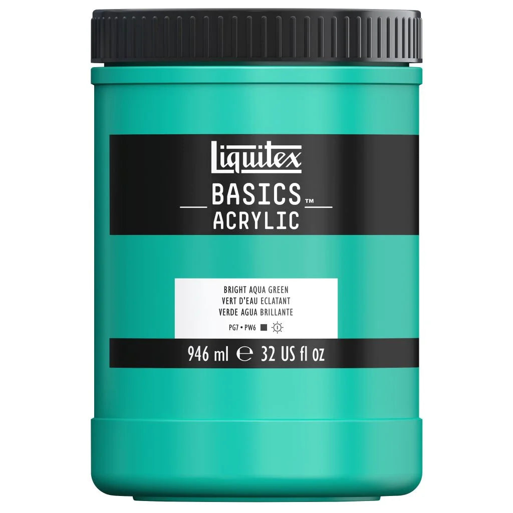 LIQUITEX BASICS ACRYLIC COLOUR - JAR OF 946 ML - BRIGHT AQUA GREEN (660)