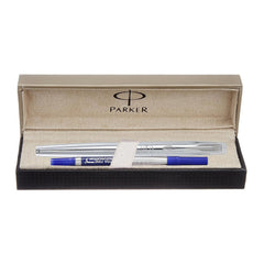 Parker Aster Shiny Chrome Trim Roller Ball Pen | Body Color - Shiny chrome| Ink Color - Blue