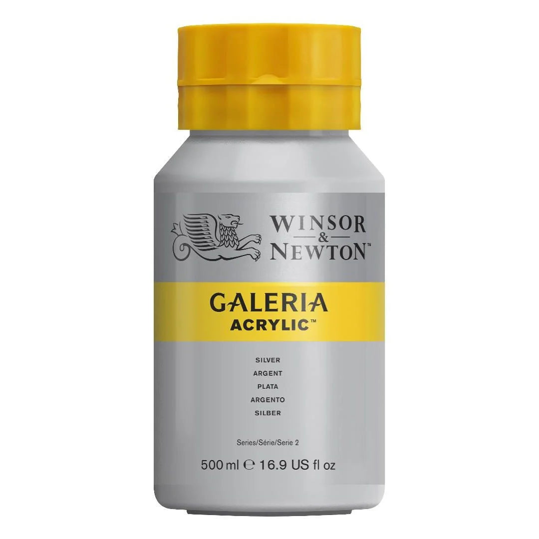 WINSOR & NEWTON GALERIA ACRYLIC COLOUR - JAR OF 500 ML - SILVER (617)