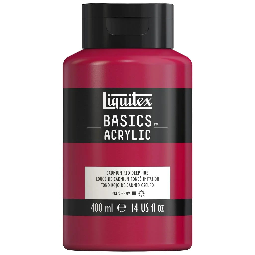 LIQUITEX BASICS ACRYLIC COLOUR - JAR OF 400 ML - CADMIUM RED DEEP HUE (311)