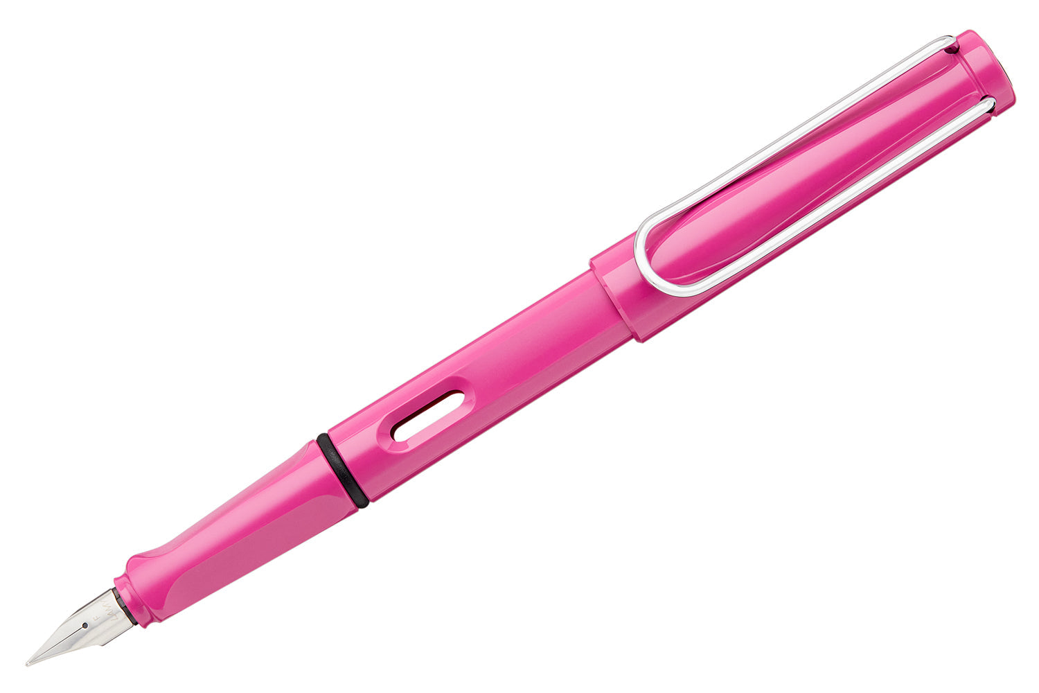 Lamy Safari Pink Fountain Pen | Sturdy Plastic, Shiny Pink | Metal Clip with Ergonomic Grip | Steel Nib with Blue Ink Cartridge | With Converter Z 28