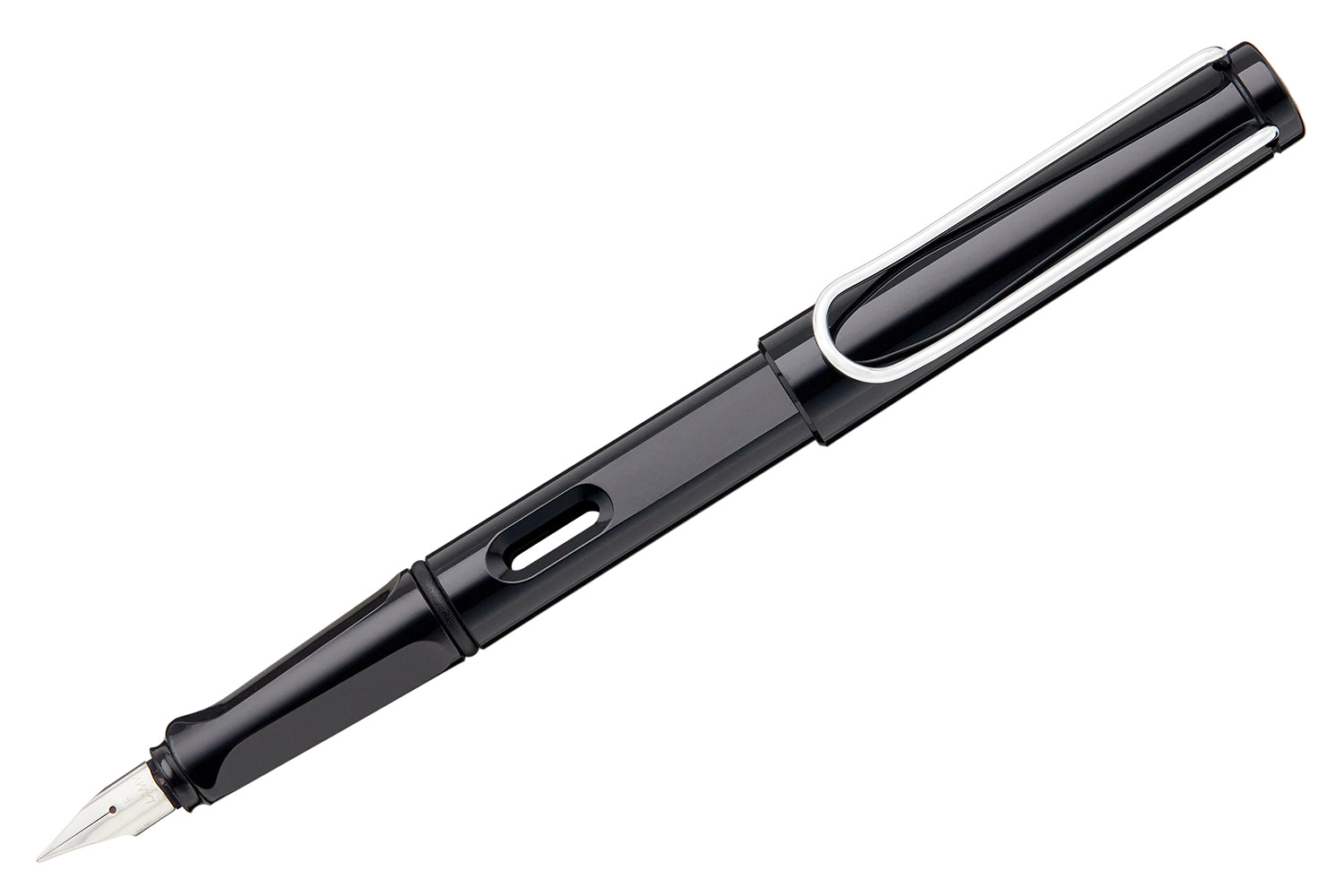 Lamy Safari Medium Nib Shiny Black Fountain Pen | Sturdy Plastic, Shiny Black | Metal Clip | Ergonomic Grip | Steel Nib, Polished | with Ink Cartridge T 10 Blue | with Converter Z 28