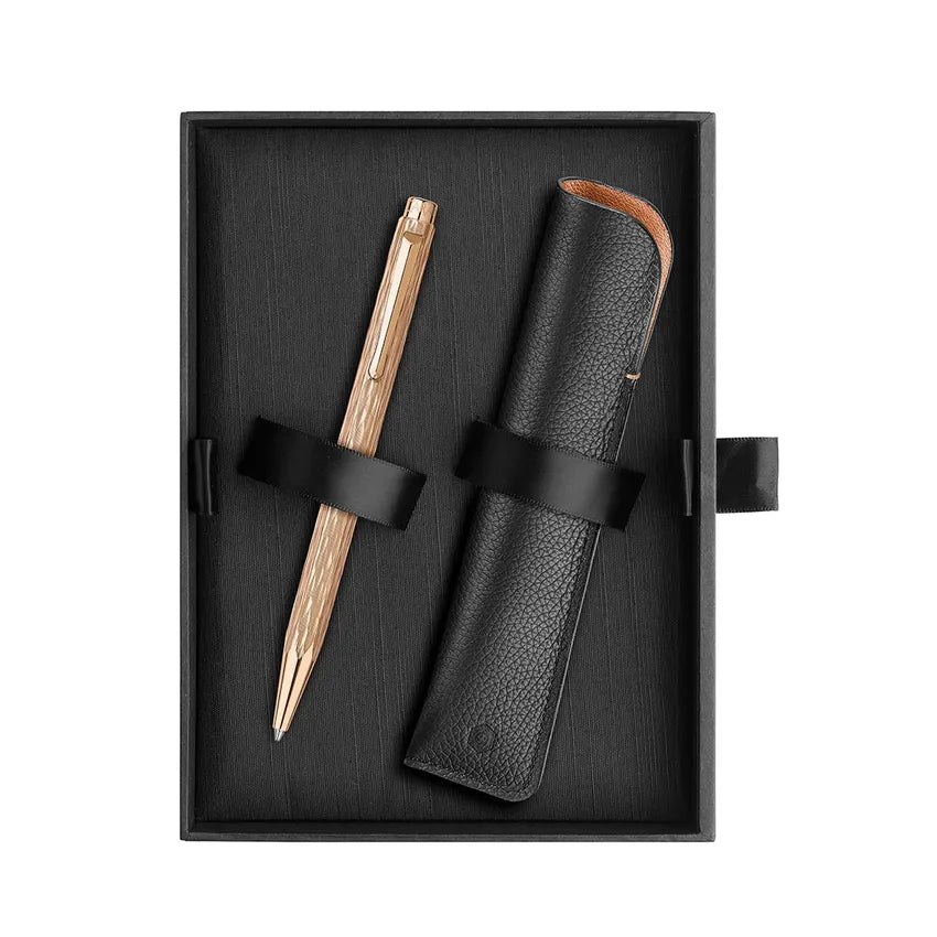 Caran D'Ache Ecridor Venetian Set Ballpoint Pen and Leather Case - Rose Gold