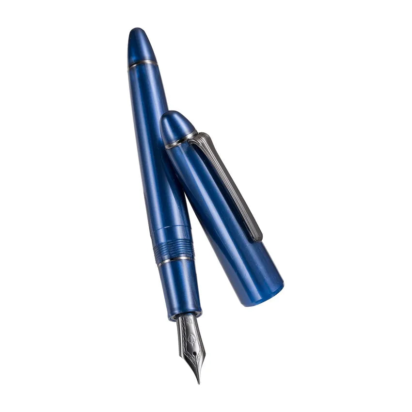 Sailor 1911 Ringless Metallic Fountain Pen (21K Medium) - Blue with Black Trims