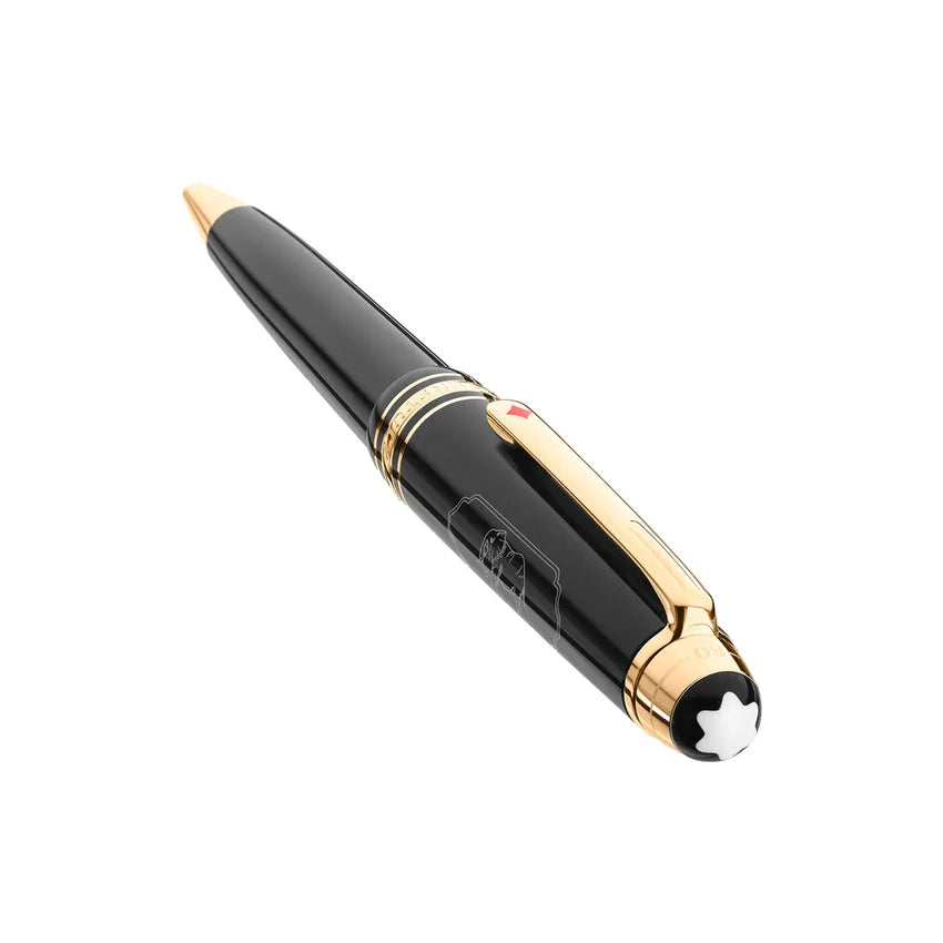 Montblanc 128475 Meisterstück Classique 'Around The World In 80 Days' Ballpoint Pen - Anthracite With Gold Trims