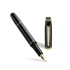 Lapis Bard Contemporary Fountain Pen (Medium) - Black with Gold Trims