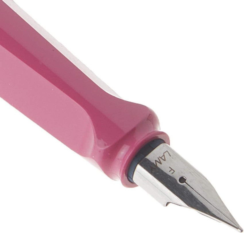 Lamy Safari Pink Fountain Pen | Sturdy Plastic, Shiny Pink | Metal Clip with Ergonomic Grip | Steel Nib with Blue Ink Cartridge | With Converter Z 28