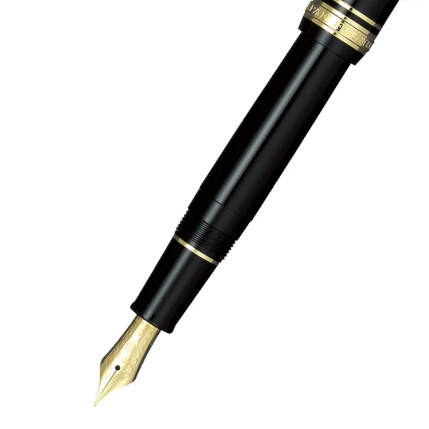 Sailor Professional Gear Slim Fountain Pen (14K Medium) Black with Gold Trims