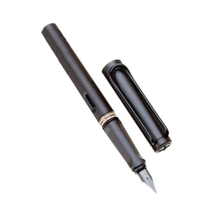 Lamy Safari Umbra Medium Nib Fountain Pen | Sturdy Plastic, Umbra | Metal Clip, Ergonomic Grip | Black Chromium-Plated Steel Nib | with Ink Cartridge T 10 Blue | with Converter Z 28