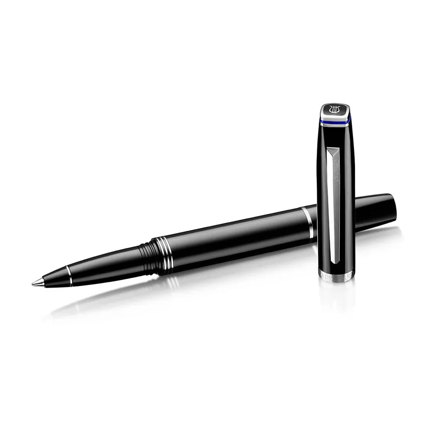 Lapis Bard Contemporary Rollerball Pen Black with Chrome Trims