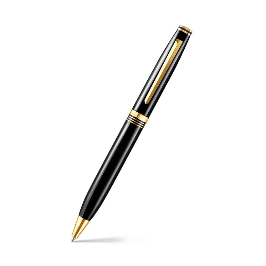 Lapis Bard Contemporary Ballpoint Pen Black with Gold Trims