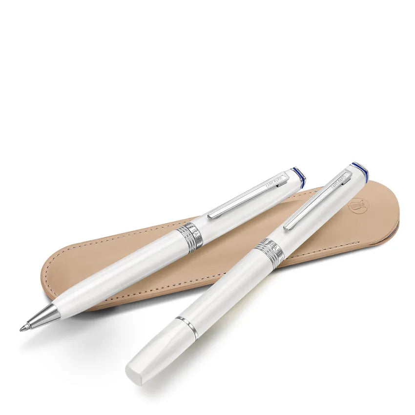 Lapis Bard Contemporary Rollerball Pen - Pearl with Chrome Trim