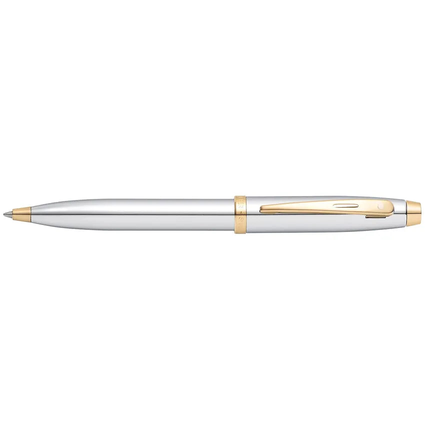 Sheaffer 9340 Gift 100 Ballpoint Pen Bright Chrome with Gold Tone Trim