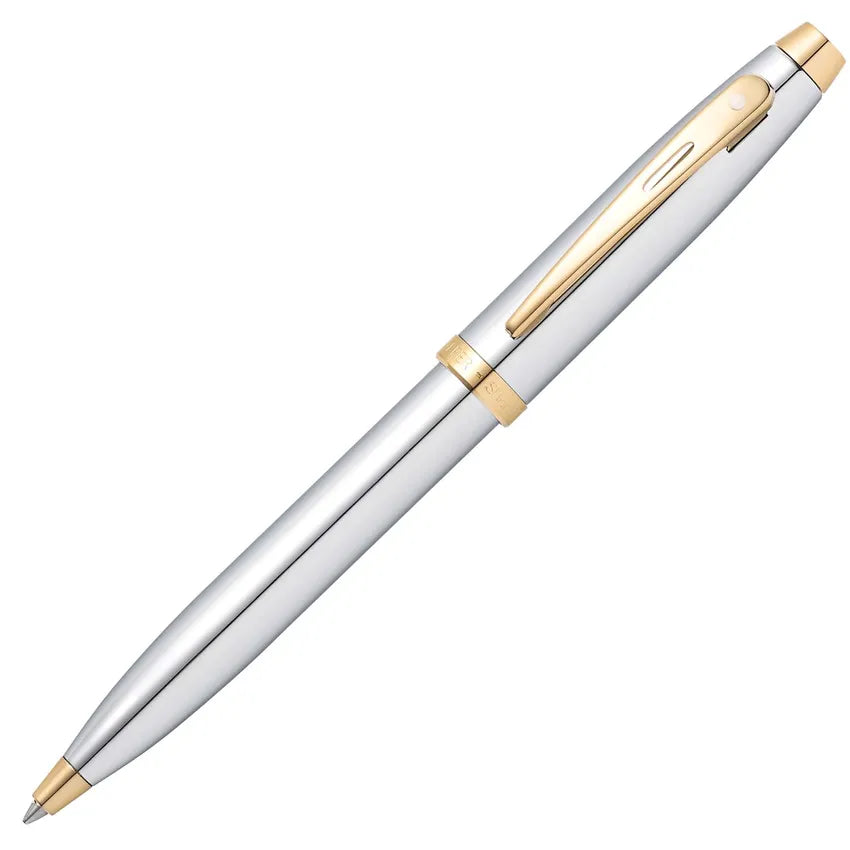 Sheaffer 9340 Gift 100 Ballpoint Pen Bright Chrome with Gold Tone Trim