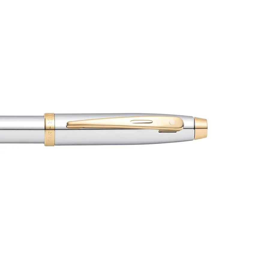 Sheaffer 9340 Gift 100 Ballpoint Pen Bright Chrome with Gold Tone Trim