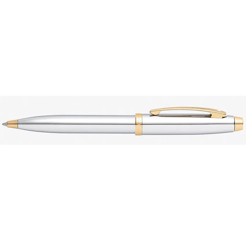 Sheaffer 9340 Gift 100 Ballpoint Pen Bright Chrome with Gold Tone Trim