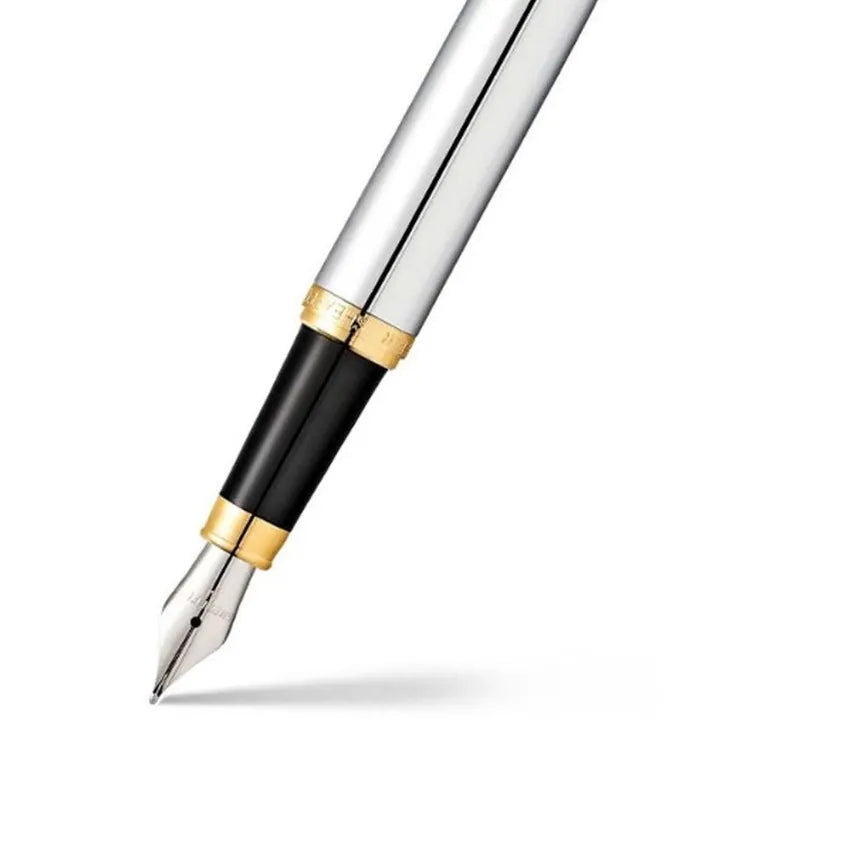 Sheaffer 9422 VFM Fountain Pen (Medium) Polished Chrome with Gold-Plated Trim