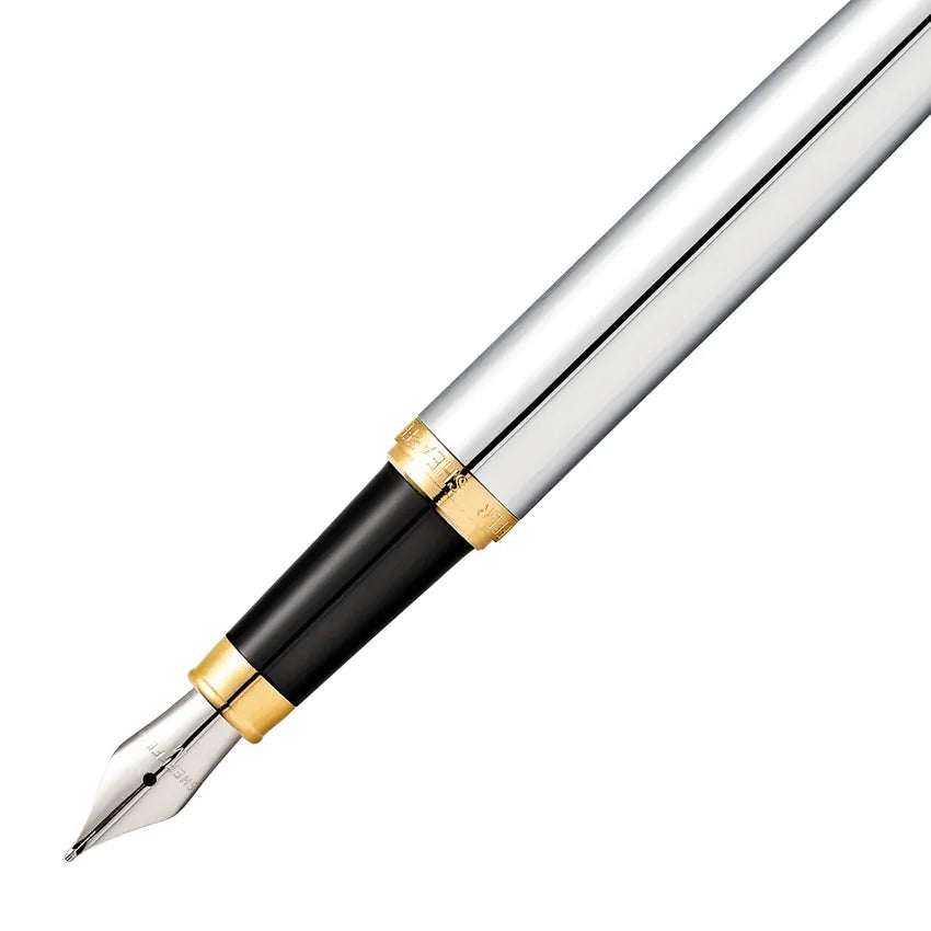 Sheaffer 9422 VFM Fountain Pen (Medium) Polished Chrome with Gold-Plated Trim