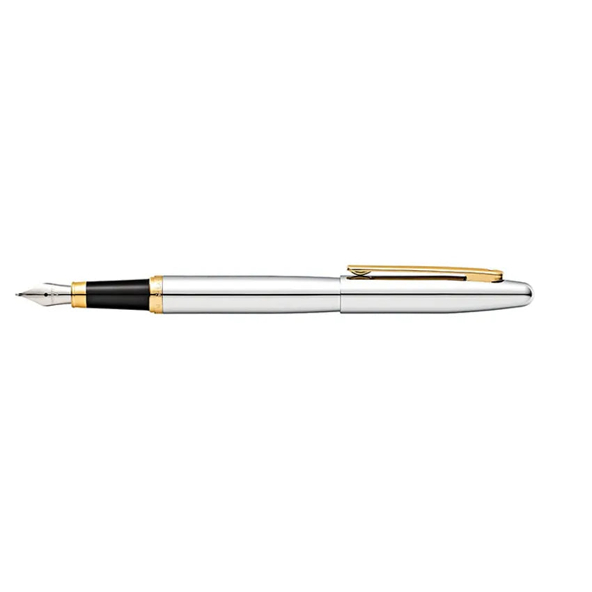 Sheaffer 9422 VFM Fountain Pen (Medium) Polished Chrome with Gold-Plated Trim