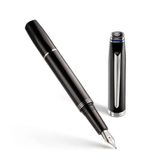 Lapis Bard Contemporary Fountain Pen Medium Black with Chrome Trims