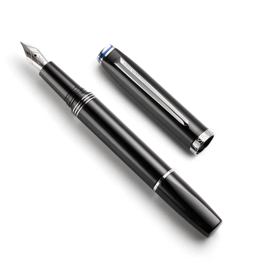 Lapis Bard Contemporary Fountain Pen Medium Black with Chrome Trims