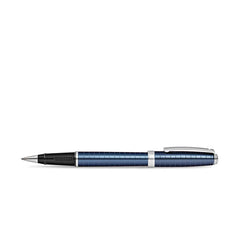 Sheaffer 9163 Prelude Rollerball Pen - Deep Blue with Chrome-Plated Horizontal Line Engravings and Trim