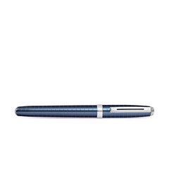 Sheaffer 9163 Prelude Rollerball Pen - Deep Blue with Chrome-Plated Horizontal Line Engravings and Trim