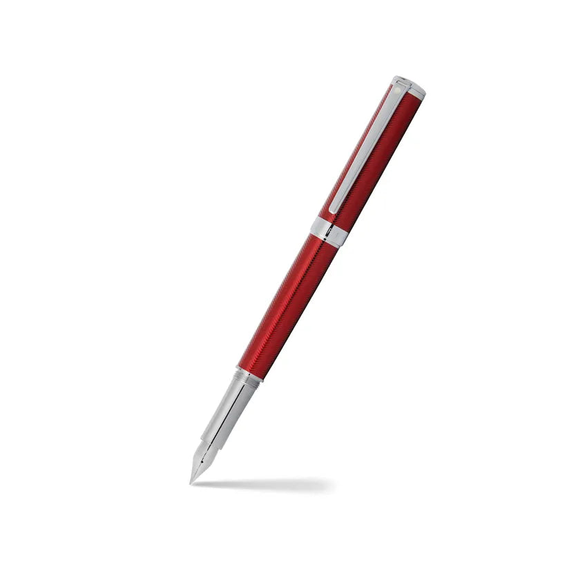 Sheaffer 9245 Intensity Engraved Translucent Lacquer Fountain Pen (Fine) - Red with Polished Black Trim