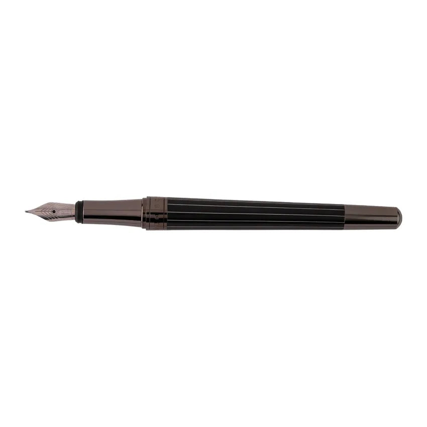 Hugo Boss Essential Pinstripe Fountain Pen (Medium) - Black