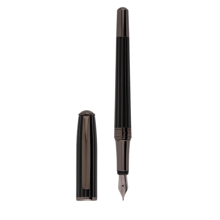 Hugo Boss Essential Pinstripe Fountain Pen (Medium) - Black