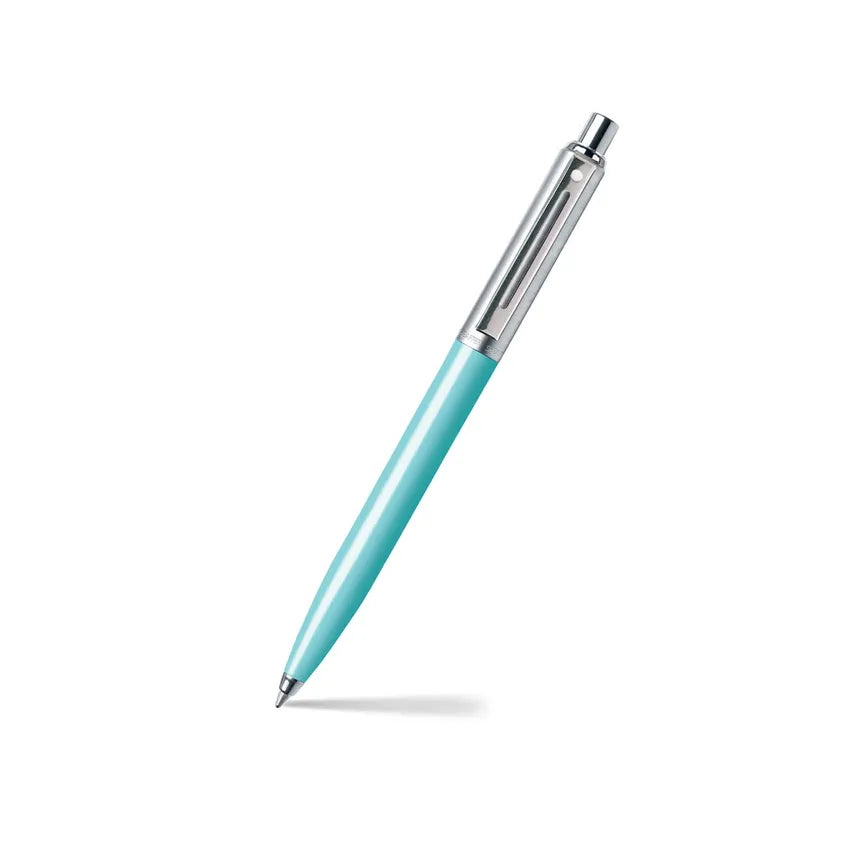 Sheaffer A 321 Sentinel Ballpoint Pen Aqua with Brushed Chrome Cap and Chrome-Plated Trim