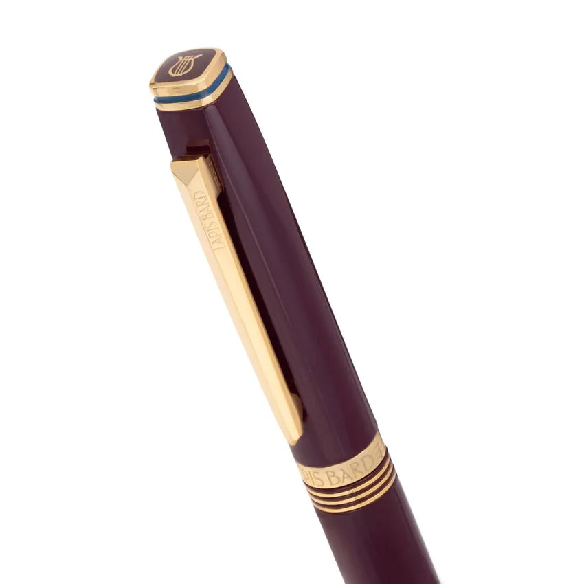 Lapis Bard Gift Set Contemporary Ballpoint Pen with Ducorium Wallet Bordeaux with Gold Trims