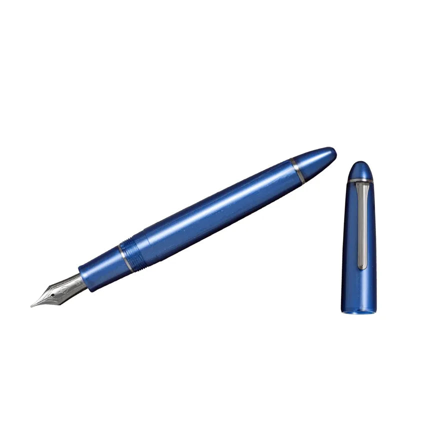 Sailor 1911 Ringless Metallic Fountain Pen (21K Medium) - Blue with Black Trims