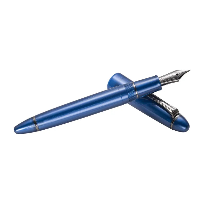 Sailor 1911 Ringless Metallic Fountain Pen (21K Medium) - Blue with Black Trims