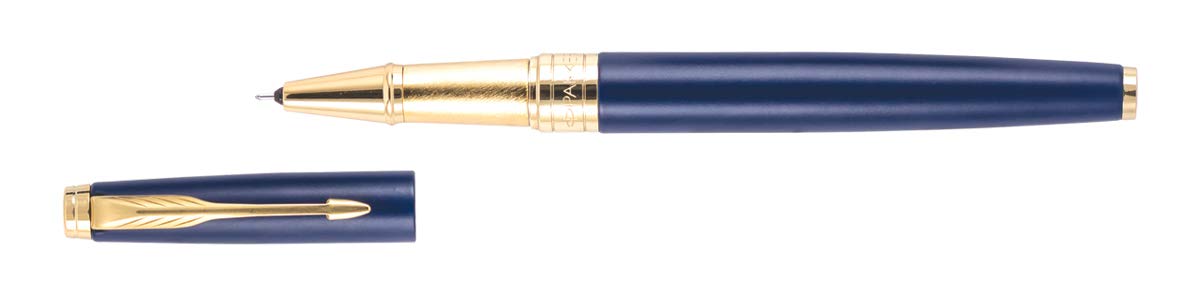 Parker Aster Matte Blue Gold Trim Rollerball Pen (Blue)